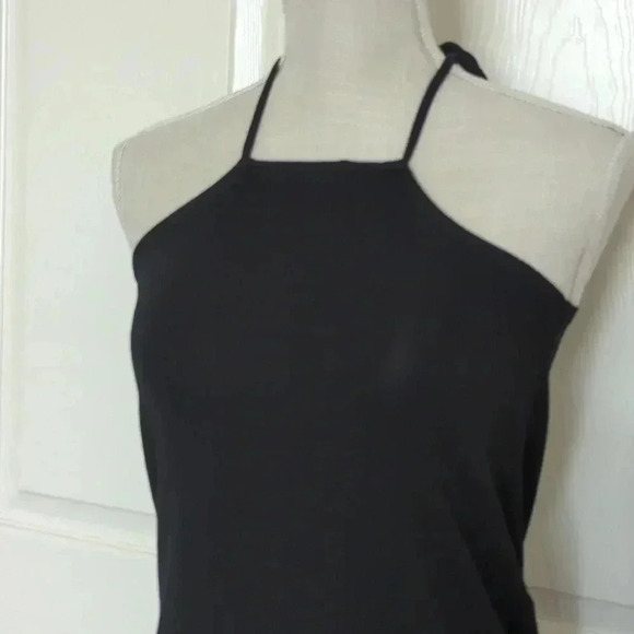 We Wore What | Cut out Midi Jersey knit Black Halter Dress - Picture 2 of 7